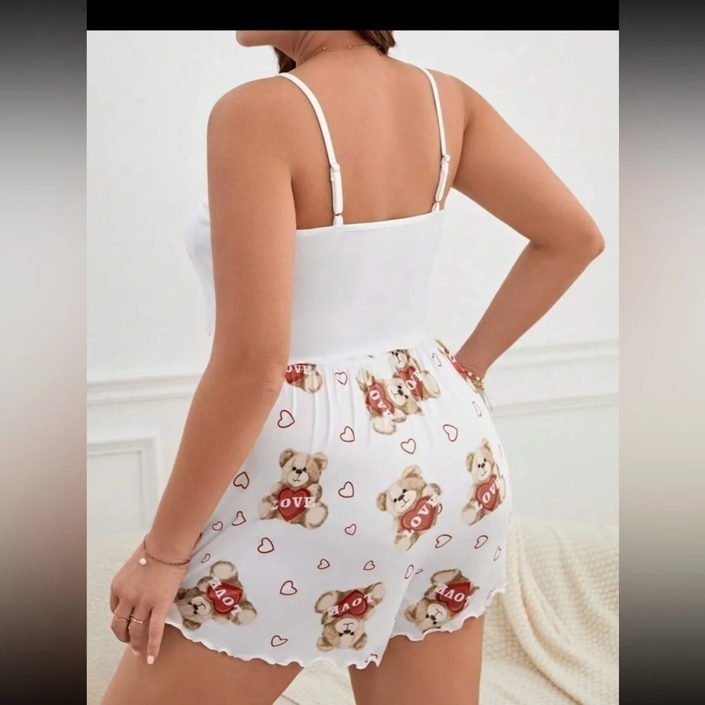 New sweetheart and teddy bear pj short set plus size fits 3/4X ❤️❤️❤️ - Picture 3 of 3